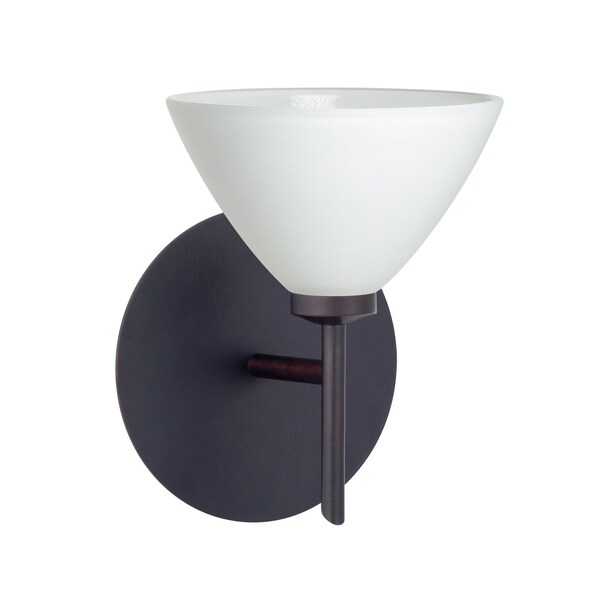 Besa Lighting Domi Mini Sconce, White, Bronze Finish, 1x40W Halogen 1SW-174307-BR - main